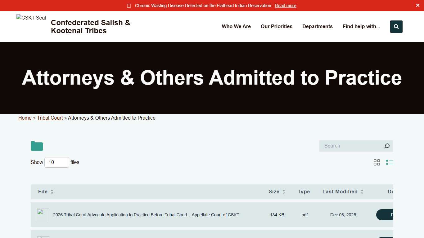 Attorneys & Others Admitted to Practice - Confederated Salish & Kootenai Tribes