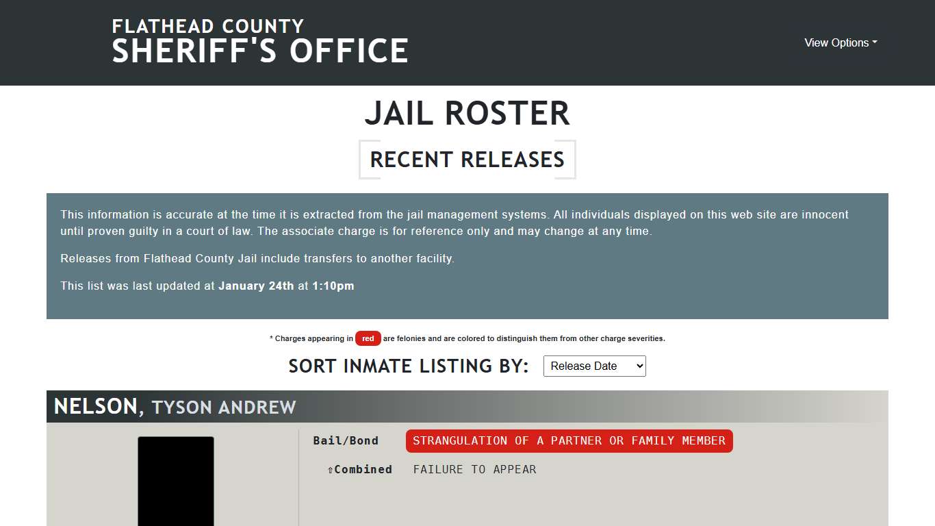 Flathead County Sheriff's Office - Jail Roster